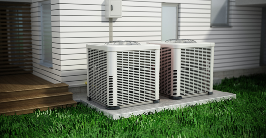 Heat pumps outside the house